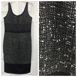 Narciso Rodriguez Black Tweed Satin Metallic Formal Dress Sz 12